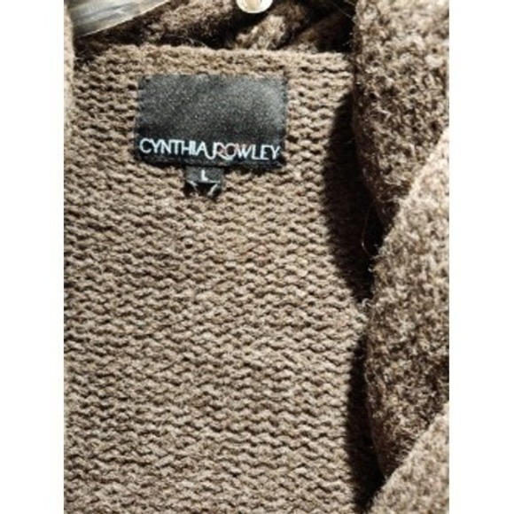 Cynthia Rowley Womens Cardigan Sweater Brown Braid Knit Open Front Casual - Picture 2 of 4